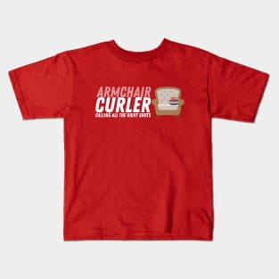 Curling - Armchair Curler - White Text Kids T-Shirt